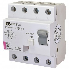 Диференційне реле (ПЗВ) ETI EFI-4 4p 80А 30мА тип AC (2062145)