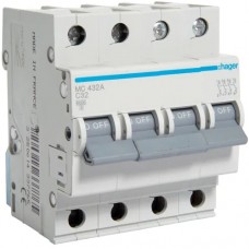 Автоматичний вимикач Hager 3p+N 32А тип C 6кА (MC432A)