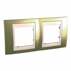 Двупостовая рамка Schneider UnicaTop золото Кремовый (MGU66.004.504)