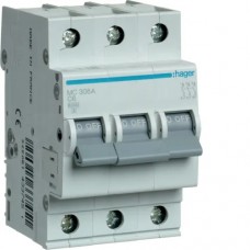 Автоматичний вимикач Hager 3p 6А тип C 6кА (MC306A)