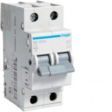 Автоматичний вимикач Hager 2p 2А тип C 6кА (MC202A)