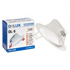 Світлодіодний вбудований світильник Delux DL-6 3000К 6Вт 480Лм D100мм (90018627)