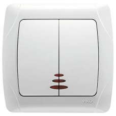2-клавішний вимикач з підсвічуванням VIKO Carmen Білий (90561050)