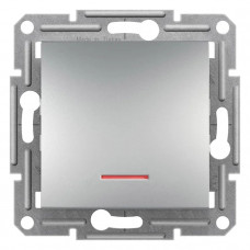 1-клавішний кнопковий вимикач з підсвічуванням Schneider Electric Asfora Алюміній (EPH1600161)