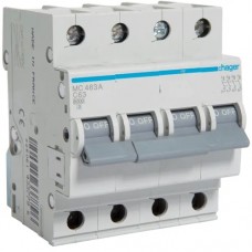 Автоматичний вимикач Hager 3p+N 63А тип C 6кА (MC463A)