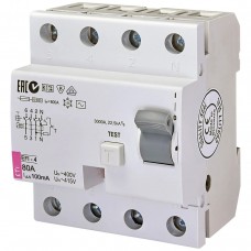 Дифференциальное реле (УЗО) ETI EFI-4 4p 80А 100мА тип AC (2063145)