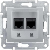 Розетка компьютерная RJ45 2-я 5е UTP Schneider Sedna Алюминий (SDN4400160)