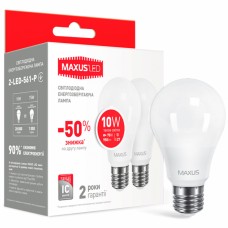Светодиодная лампа MAXUS A60 10W теплый свет 3000K 220V E27 2 шт (2-LED-561-P)
