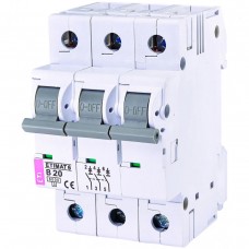Автоматический выключатель ETI ETIMAT 6 3p 20А тип B 6кА (2115517)