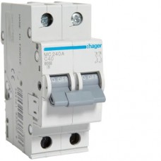 Автоматичний вимикач Hager 2p 40А тип C 6кА (MC240A)