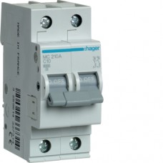 Автоматичний вимикач Hager 2p 10А тип C 6кА (MC210A)