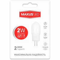 Светодиодная лампа MAXUS G4 2W теплый свет 3000K 12V G4 AC/DC (1-LED-207)