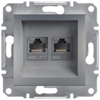 Розетка комп'ютерна Schneider Asfora RJ45 5e UTP 2-а Сталь (EPH4400162)