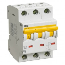 Автоматичний вимикач IEK ВА47-60 3p 16А тип C 6кА (MVA41-3-016-C)
