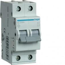 Автоматичний вимикач Hager 2p 6А тип C 6кА (MC206A)