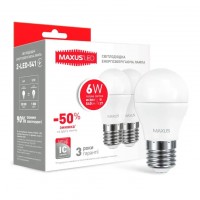 Комплект ламп светодиодных MAXUS G45 6W 3000K 220V E27 (2-LED-541)