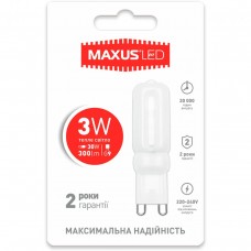 Светодиодная лампа MAXUS G9 3W теплый свет 3000K 220V G9 (1-LED-203)