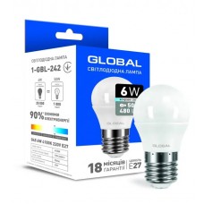 Світлодіодна лампа GLOBAL G45 F 6W 4100K 198-242V E27 (1-GBL-242)