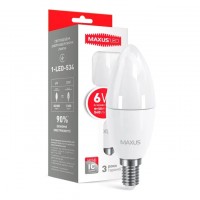 Светодиодная лампа MAXUS C37 CL-F 6W нейтральный свет 4100K 220V E14 (1-LED-534-02)
