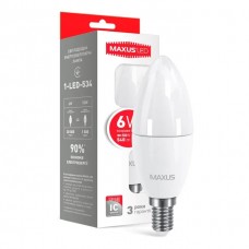 Светодиодная лампа MAXUS C37 CL-F 6W нейтральный свет 4100K 220V E14 (1-LED-534-02)