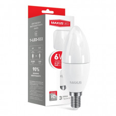 Лампа светодиодная Maxus C37 CL-F 6W 3000K 220V E14 (1-LED-533-01)