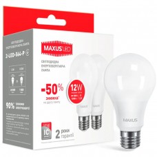 Світлодіодна лампа MAXUS A65 12W яскраве світло 4100K 220V E27 2 шт (2-LED-564-P)