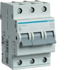 Автоматичний вимикач Hager 3p 4А тип C 6кА (MC304A)