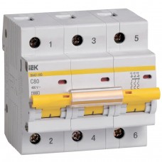 Автоматичний вимикач IEK ВА47-100 3p 80А тип C 10кА (MVA40-3-080-C)