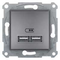 Розетка USB Schneider Electric Asfora 5В 2.1А Сталь (EPH2700262)